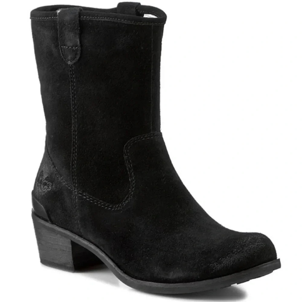 Ugg Briar Ankle Boots Booties Suede Leather Heeled Slouchy Size 7 1/2